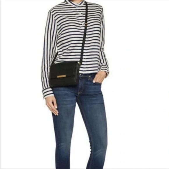 🎀Rag & bone Leeds white and blue striped linen button up blouse small Mandarin - Picture 11 of 11